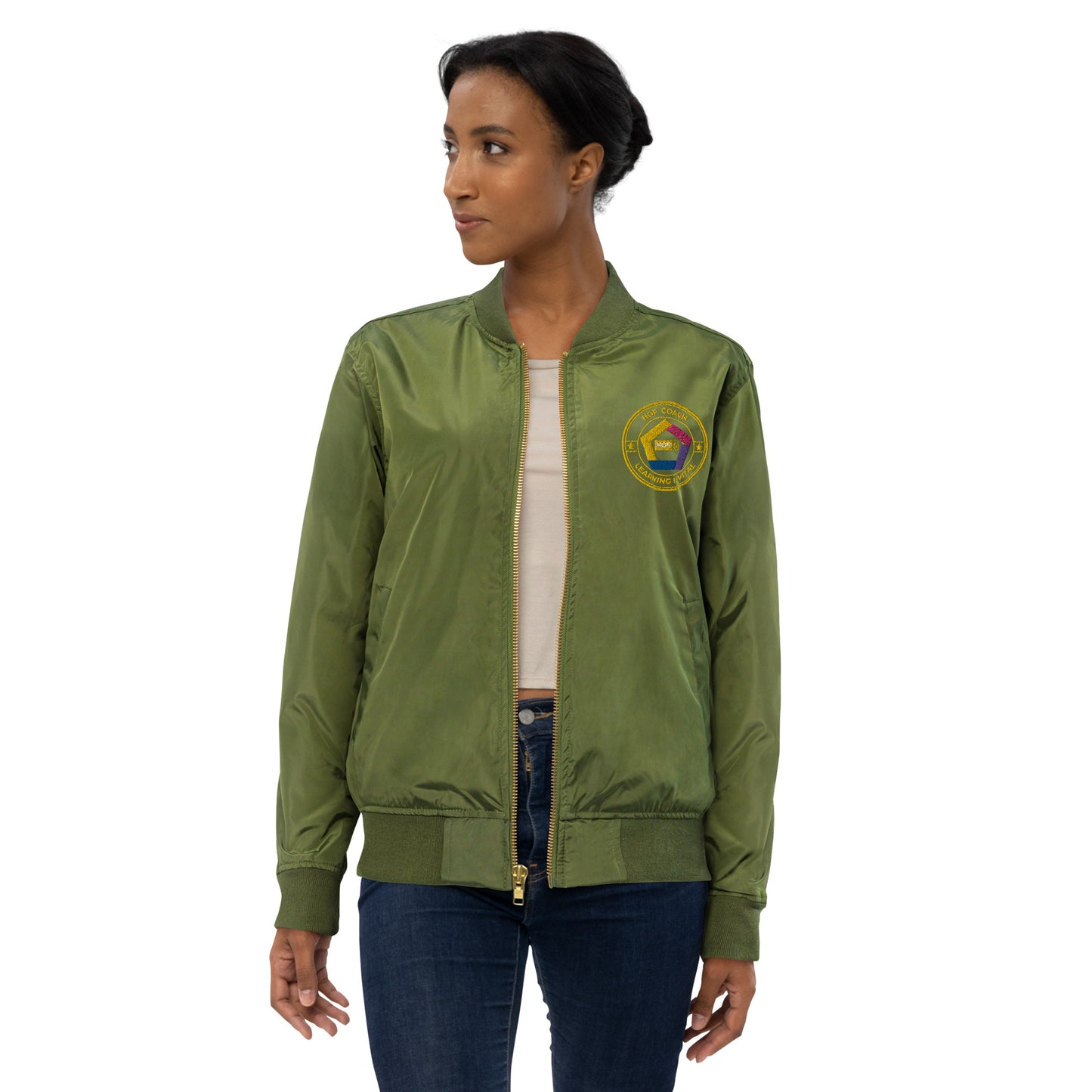 HOP Coach - Unisex Bomber Jacket - guiding teams through the complexities of human performance like an adventurer charting unknown territory. Item No. 655-99