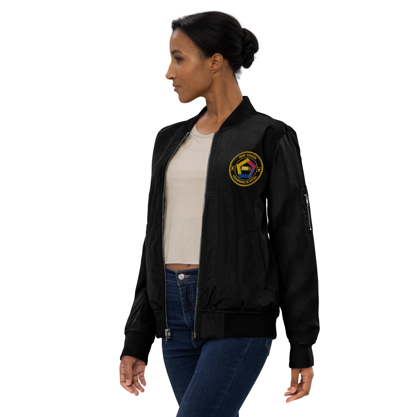 HOP Coach - Unisex Bomber Jacket - guiding teams through the complexities of human performance like an adventurer charting unknown territory. Item No. 655-99