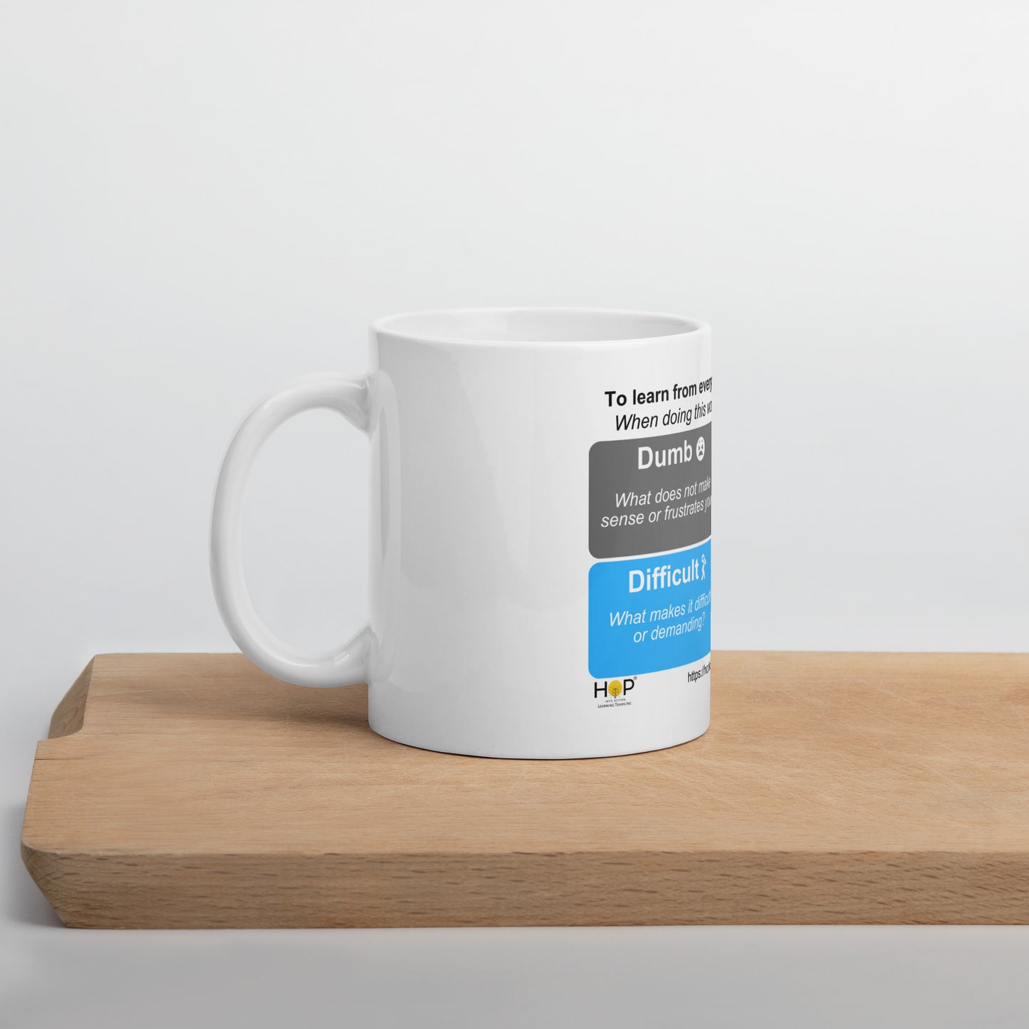 4D White Glossy Mug (Dumb) - the symbol of everyday challenges in ceremic form. Item No. 5677WM