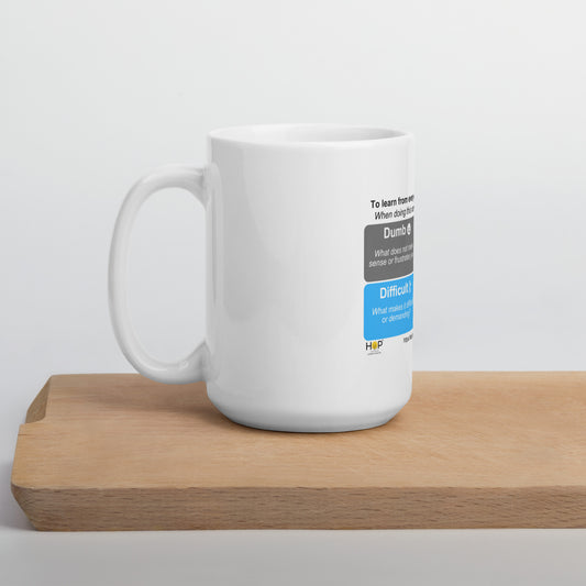 4D White Glossy Mug (Dumb) - the symbol of everyday challenges in ceremic form. Item No. 5677WM